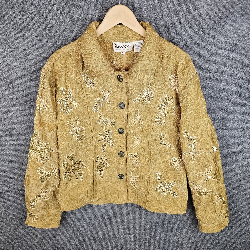 Sparkle & Sass! ✨ Vintage Flashback Sequin Tapestry Jacket XL